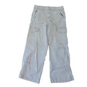 American Eagle Mid Rise Baggy Wide Leg Khaki Cargo Pants Y2K Women's Size 6‎